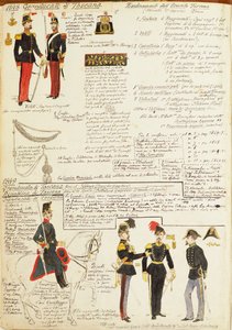 Verschillende uniformen van Groothertogdom Toscane door Quinto Cenni, kleurplaat