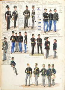 Verschillende uniformen van het Groothertogdom Toscane door Quinto Cenni, kleurenplaat