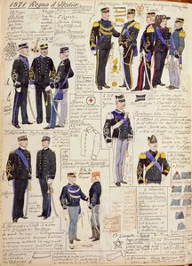 Verschillende uniformen van het Koninkrijk Italië door Quinto Cenni, kleurplaat door Quinto Cenni