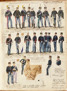 Verschillende uniformen van het Koninkrijk Italië door Quinto Cenni, kleurenplaat door Quinto Cenni