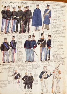 Verschillende uniformen van het Koninkrijk Italië, kleurplaat door Quinto Cenni door Quinto Cenni