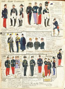 Verschillende uniformen van de Pauselijke Staten door Quinto Cenni