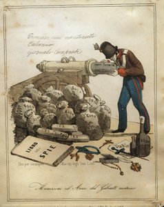 Wapens en munitie van het Oostenrijkse ministerie, anti-Oostenrijkse Venetiaanse satire