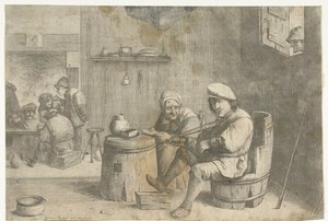 Vioolspeler in een kroeg