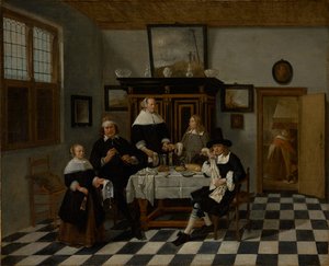 Familiegroep in een interieur