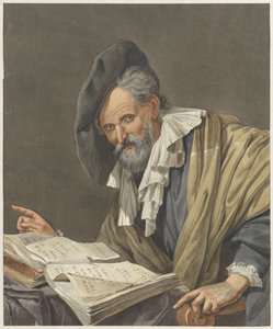 Man met baret en een boek