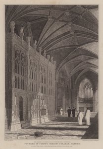 Het heiligdom van bisschop Foxe, oprichter van Corpus Christi College, Oxford, in de kathedraal van Winchester door R. (after) Essex