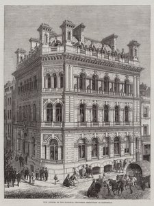 Nieuwe Kantoren van de National Provident Institution in Eastcheap door R. Dudley