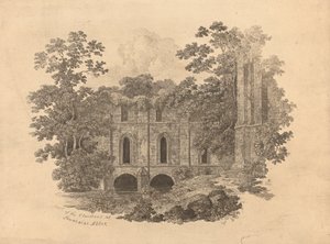 Deel van de kloosters bij Fountains Abbey door R. Dunning