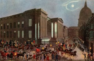 De Royal Mails vertrekken vanaf het General Post Office, Londen, 1830