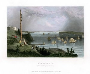 New York Bay gezien vanaf het telegraafstation, VS, 1838