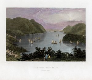 De Hudson River gezien vanaf West Point, VS, 1837 door R. Wallis