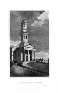 St Annes Kerk, Wandsworth, Londen, 1830 door R. Winkles