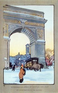 Washington Square Arch bij winter schemering door Rachael Robinson (after) Elmer
