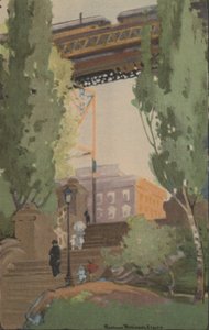 De verhoogde spoorweg bij 110th Street, 1914 door Rachael Robinson Elmer