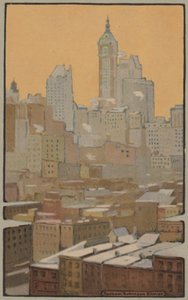 Het Singer Building vanaf de Brooklyn Bridge