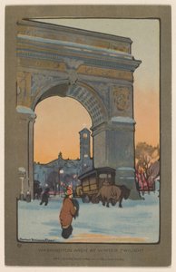 Washington Arch bij winter schemering door Rachael Robinson Elmer