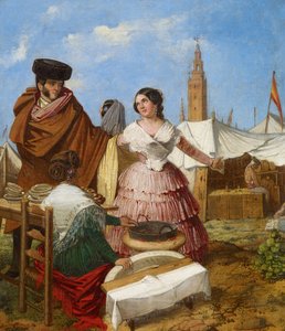 Verkering bij een ringvormige gebakskraam op de Seville Fair