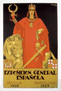 Tentoonstelling Algemeen Spanje, Sevilla 1928 - Barcelona 1929 (poster) door Rafael de Penagos