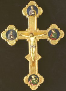 Processiekruis met Franciscaanse heiligen (recto)