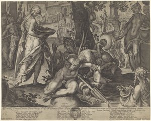 Vestaalse maagd Tuccia draagt water in een vergiet om haar onschuld te bewijzen door Raffaello Guidi