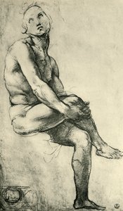 Zittende mannelijke naakt, 1509-1511, 1943 door Raffaello Sanzio Raphael