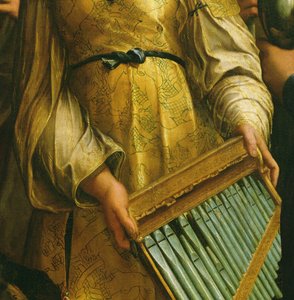 St. Cecilia omringd door St. Paulus, St. Johannes de Evangelist, St. Augustinus en Maria Magdalena, ca. 1513 (detail)