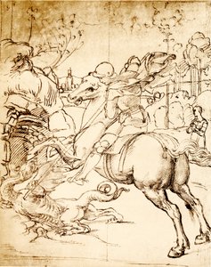 St. Joris doodt de draak door Raffaello Sanzio Raphael