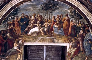 De Parnassus, uit de Stanza delle Segnatura door Raffaello Sanzio Raphael