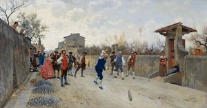 Spel van ruzzola door Raffaello Sorbi