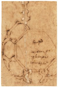 Plattegrond van Santa Maria degli Angeli, Florence (pen en bruine inkt, op geolied calqueerpapier)