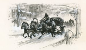 Dostoievski en zijn medegevangenen werden in gesloten sleeën gepropt voor de lange reis naar Siberië door Ralph Bruce