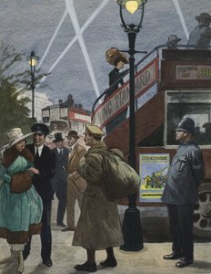 Londen in de Eerste Wereldoorlog (gouache op papier) door Ralph Bruce