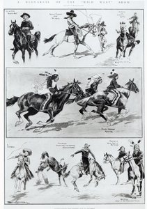 Een repetitie van de Wild West Show in Olympia