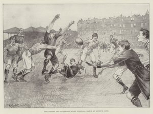 De rugbywedstrijd Oxford en Cambridge bij Queen