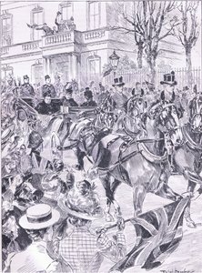 Het laatste bezoek van de Koningin aan Londen maart 1900, illustratie uit Cassells Geschiedenis van Engeland, 1900s door Ralph Cleaver