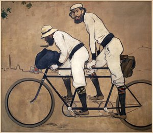 Ramon Casa en Pere Romeu op een tandem