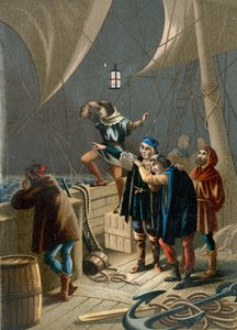 Columbus ziet een licht dat de nabijheid van land aangeeft door Ramon Puiggari