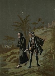 Columbus met de prior van La Rabida gaan naar Palos door Ramon Puiggari