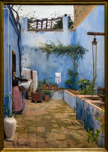 De blauwe patio