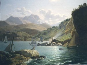 Een uitzicht op de kust van Vietri Sul Mare en het dorp Raito, in de Golf van Salerno