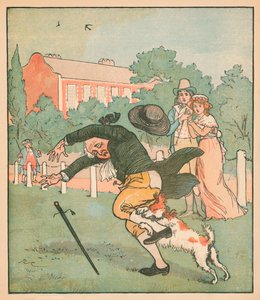 Goede man van Islington gebeten door de hond, ca. 1879 door Randolph Caldecott