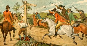 John Gilpin op zijn op hol geslagen paard achtervolgd door voorbijgangers, 1878, ca. 1918 door Randolph Caldecott