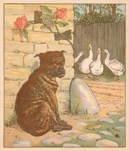 De hond die de kat lastig viel..., c1878 door Randolph Caldecott