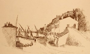Lokaal Frans vissersdorp in het zuiden van Frankrijk door Randolph Caldecott