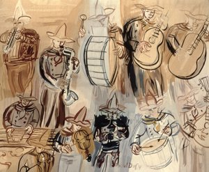 Mexicaans Orkest, door de Raymond Picaud Studio, Aubusson door Raoul (after) Dufy
