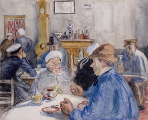 Bij het café, ca.1900 (aquarel, gewassen en houtskool) door Raoul Dufy