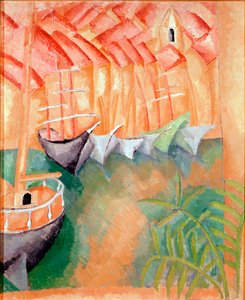 Boten aan een kade in de haven van Marseille Schilderij van Raoul Dufy (1877-1953) 1908 Parijs, Galerij voor Moderne Kunst door Raoul Dufy