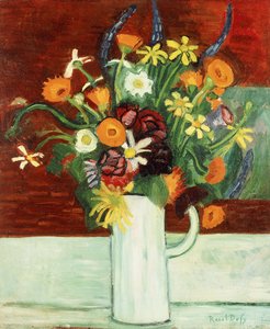 Boeket bloemen in een vaas; Bouquet de Fleurs dans un Vase door Raoul Dufy