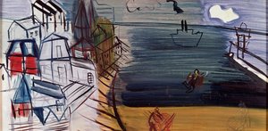 Vrachtboot bij Sainte-Adresse, na 1945 (olieverf op hardboard)